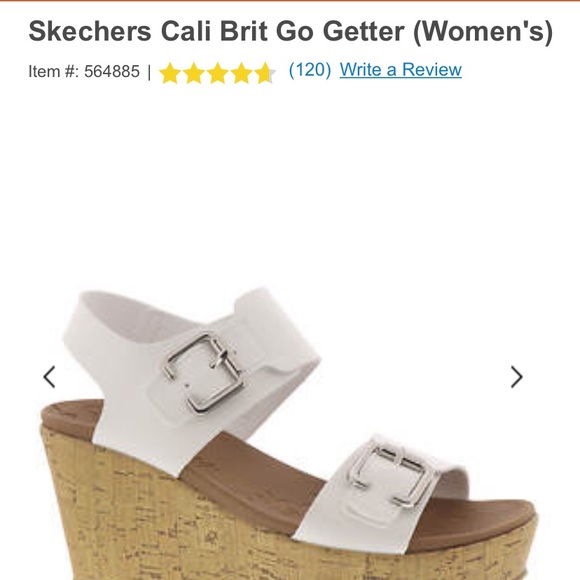 Sketchers luxeFoam White Wedge Sandals Sz 10 NWOT - Picture 9 of 9